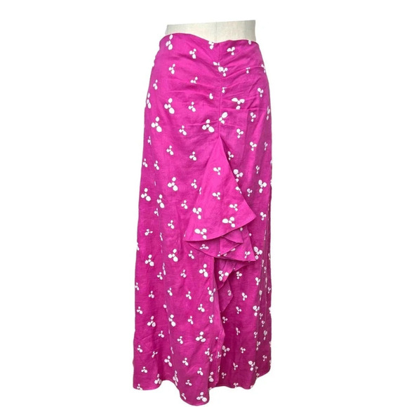 All Things Mochi Ola Maxi Skirt Embroidered Ruffle Floral Pink Size Medium